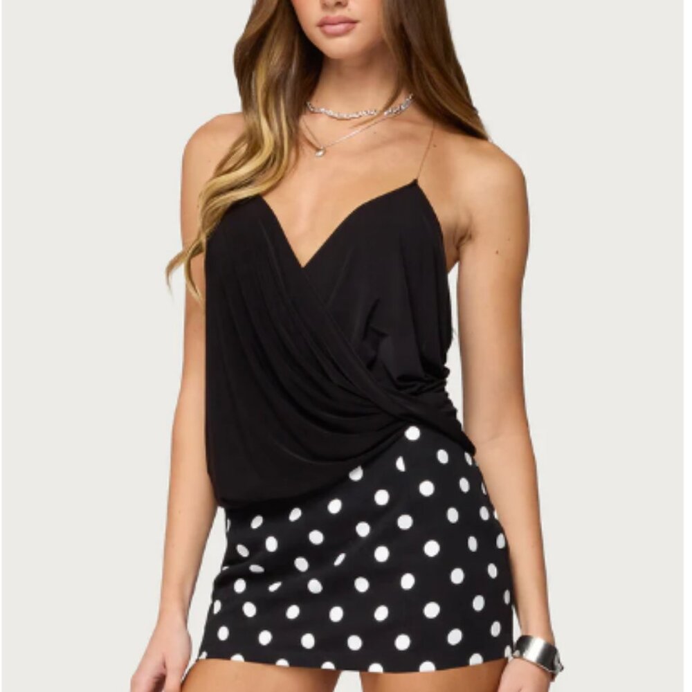 EDIKTED BRAND - Ainsley Wrap Top - Black - Size Small